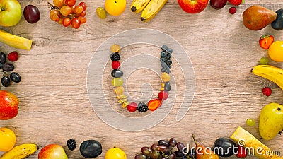 Fruits made letter U Stock Photo