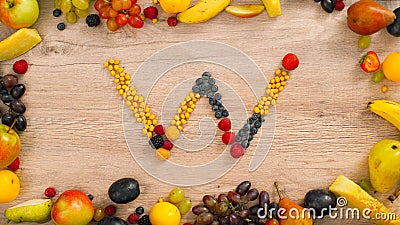 Fruits made letter W Stock Photo