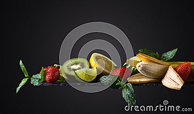 Fruits and peppermint Stock Photo