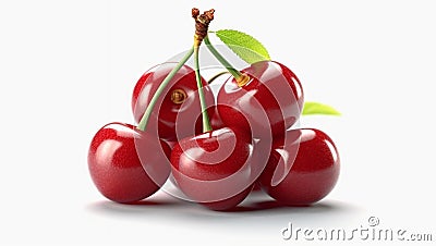 Fruits rich in anti oxidants. Tasty cherries in a close up. A bit of big red cherries. Still photography Stock Photo