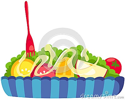 Fruits salad Vector Illustration