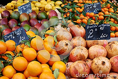 Fruits for sale on market Stock Photo