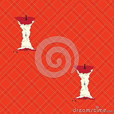 Big apple cores in a repeat pattern Vector Illustration