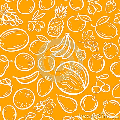 Fruits seamless background. Agriculture, natural food, farming vector illustration Vector Illustration