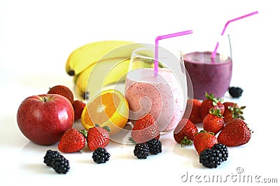 Fruits and smoothies Stock Photo