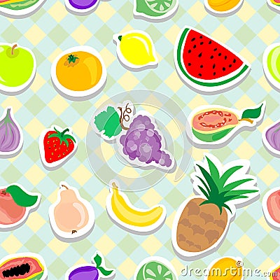 Fruits Stickers Seamless pattern Stock Photo