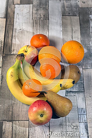Fruits on wood Stock Photo
