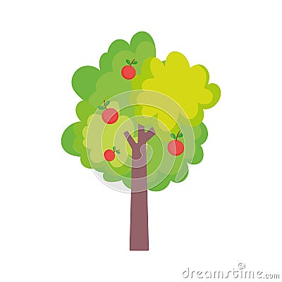 Fruits tree apples harvest farm icon Vector Illustration