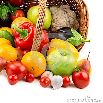 Fruits and vegetables in a basket Stock Photo