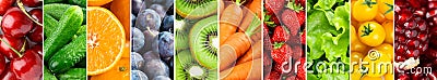 Fruits and vegetables. Collage of fresh food Stock Photo