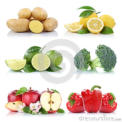 Fruits and vegetables collection apple potatoes lemon c Stock Photo