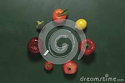 Fruits and vegetables contain vitamin c Stock Photo