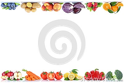 Fruits and vegetables copyspace border copy space apple orange b Stock Photo