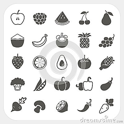 Fruits and Vegetables Icons with frame background Vector Illustration