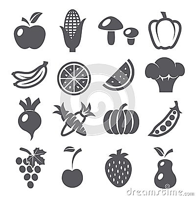 Fruits and vegetables icons Vector Illustration