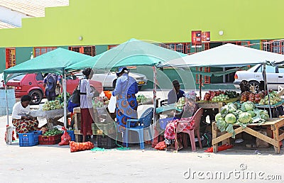 Fruits vegetables market African people, Namibia Editorial Stock Photo