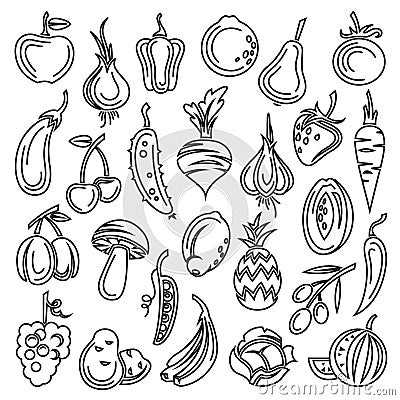 Fruits and vegetables Vector Illustration