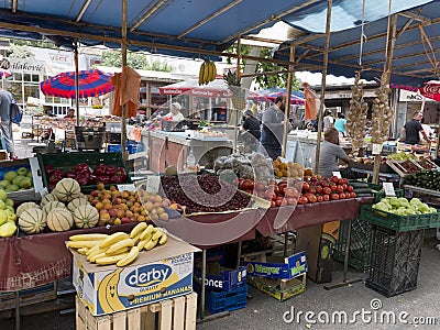 Fruits and vegetables for sale at the market Editorial Stock Photo