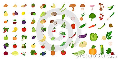 Fruits and vegetables. Vector Illustration