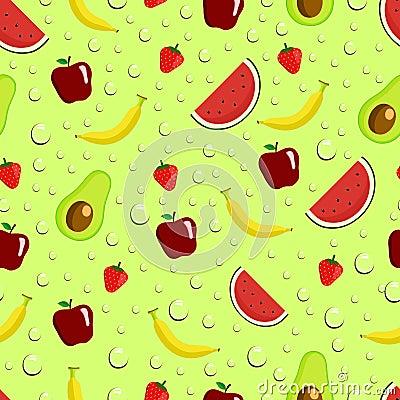 Fruits with waterdrop seamless pattern vector illustration Vector Illustration