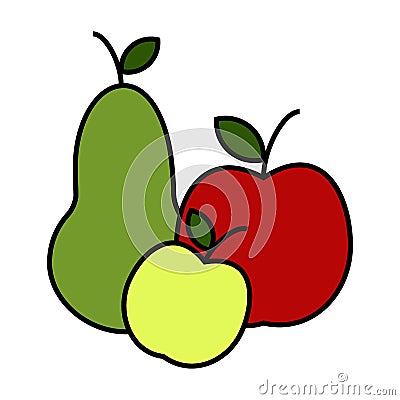 Fruits on a white background Vector Illustration