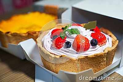 fruity berry cheese tart Stock Photo