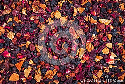 Fruity and berry loose tea dry texture Stock Photo