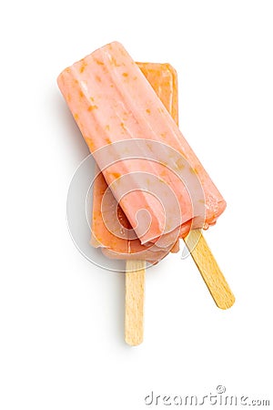 Fruity ice lolly. Sweet popsicle isolated on white background Stock Photo