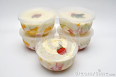 Fruity yogurt with strawbery and chese on cup Stock Photo