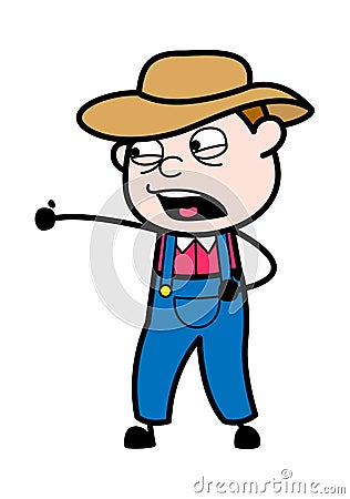 Frustrated Cartoon Farmer yelling Stock Photo