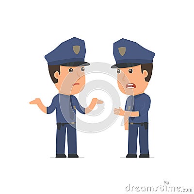 Frustrated Character Officer can not help to solve the problem Stock Photo