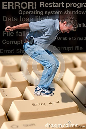 Frustrated computer user concept Stock Photo