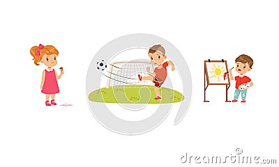 Frustrated Kids Experiencing Their Failures and Mistakes Vector Set Vector Illustration