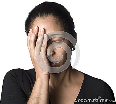 Frustrated Latino woman Stock Photo