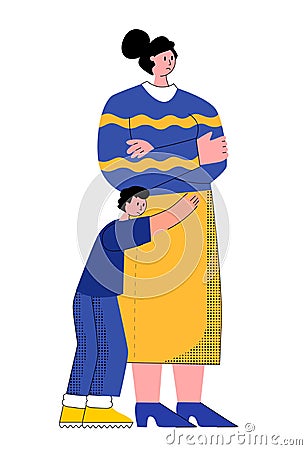 Frustrated mother with young son Vector Illustration