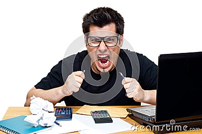 Frustrated nerdy accountant Stock Photo