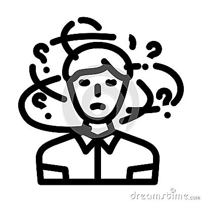 frustrated person stress headache line icon vector illustration Vector Illustration