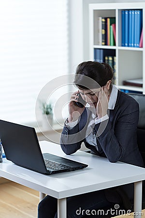 Frustrated tired office worker Stock Photo