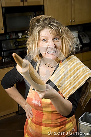Frustrated Woman Baker Stock Photo