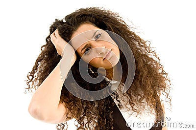 Frustrated woman holding her head Stock Photo