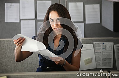 Frustrated Woman Office Worker Stock Photo