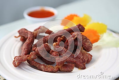Fry Jerky pork thai style Stock Photo