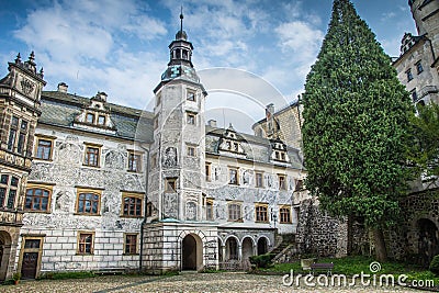 Frydlant castle courtyard Stock Photo