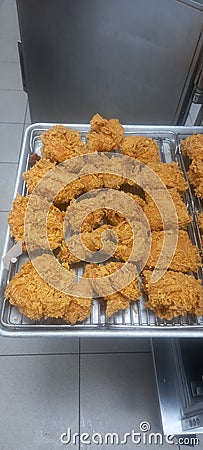 Fryed chicken crunchy and crispy well done and good colour yummy yummy Stock Photo
