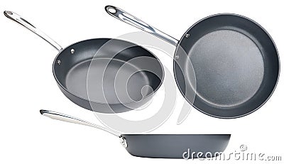 Frying pan. Ceramic nonstick pan with stainless steel handle. Fry pan for cooking. Gray ceramic coating Stock Photo