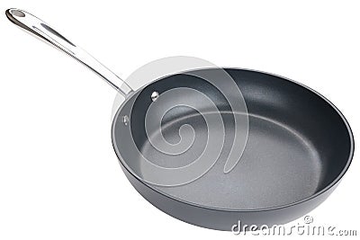 Frying pan. Ceramic nonstick pan with stainless steel handle. Fry pan for cooking. Gray ceramic coating Stock Photo