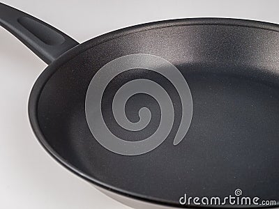 Frying pan for cooking, non-stick coating, Teflon, close-up, metal frying pan Stock Photo