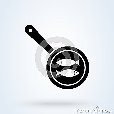 Frying pan fish. vector Simple modern icon design illustration Vector Illustration