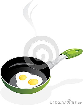 Frying-pan with fried-egg Vector Illustration