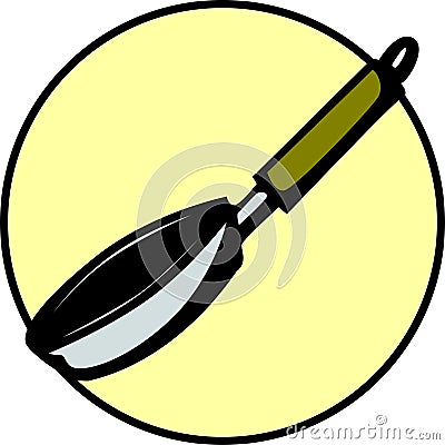 Frying pan kitchen utensil cookware. Vector Vector Illustration